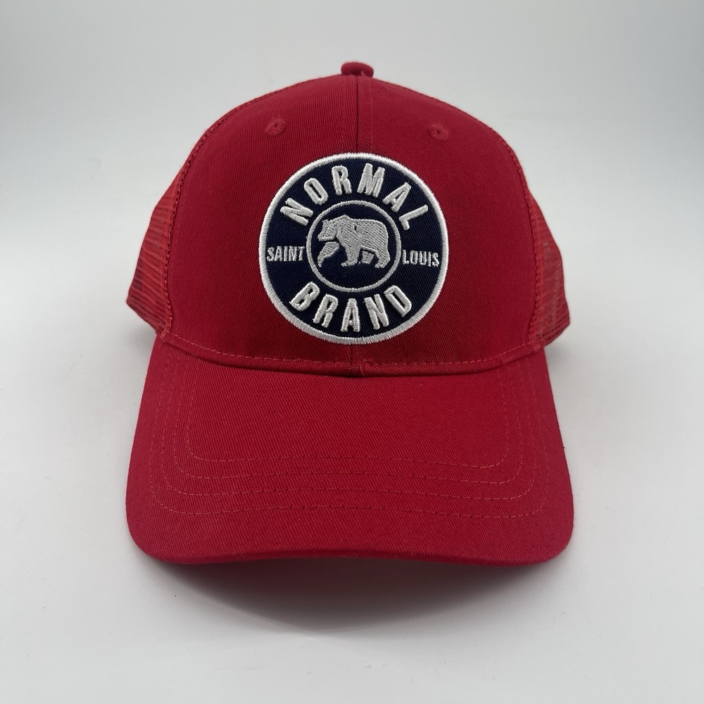 The Normal Brand Hat Adult One Size Red University Bear Trucker Hat New